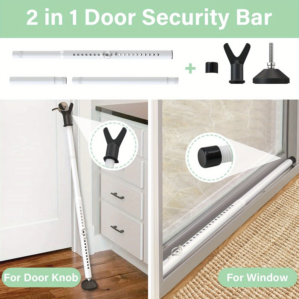 Door Security Bar Adjustable 28-45 Inch ¨C Heavy Duty Door Barricade Bar with Anti-Slip Base, Fits Standard & Sliding Doors, Windows, Apartments, Hotels ¨C Home Security Door Stopper Jammer 1 or 2 Pack