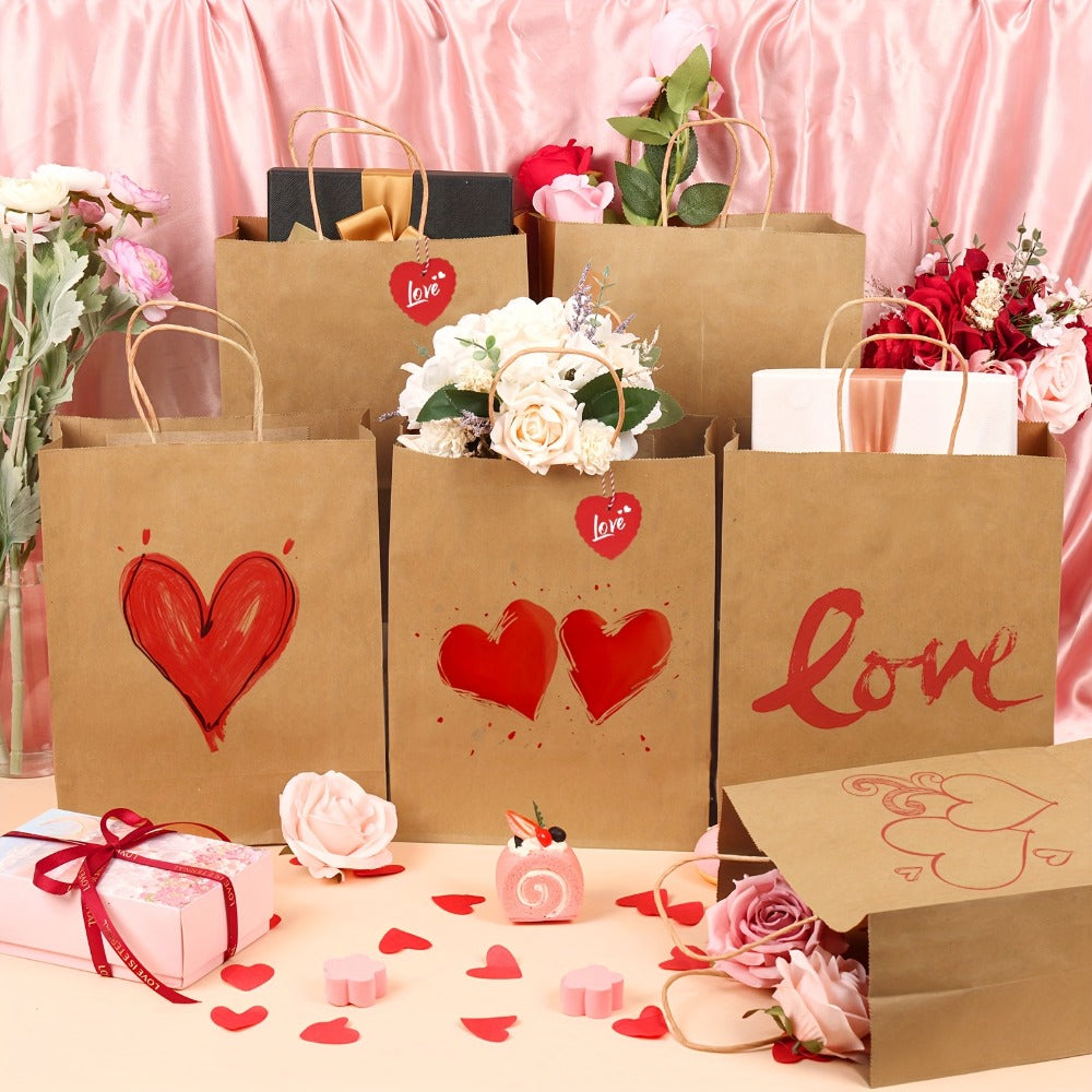 Large Kraft Paper Bags 100pcs 13x10x5 Inch with Handles - 100g Heavy Duty Brown Paper Gift Bags Bulk for Small Business, Shopping, Birthday Party, Wedding, Retail Wrapping & Product Packaging