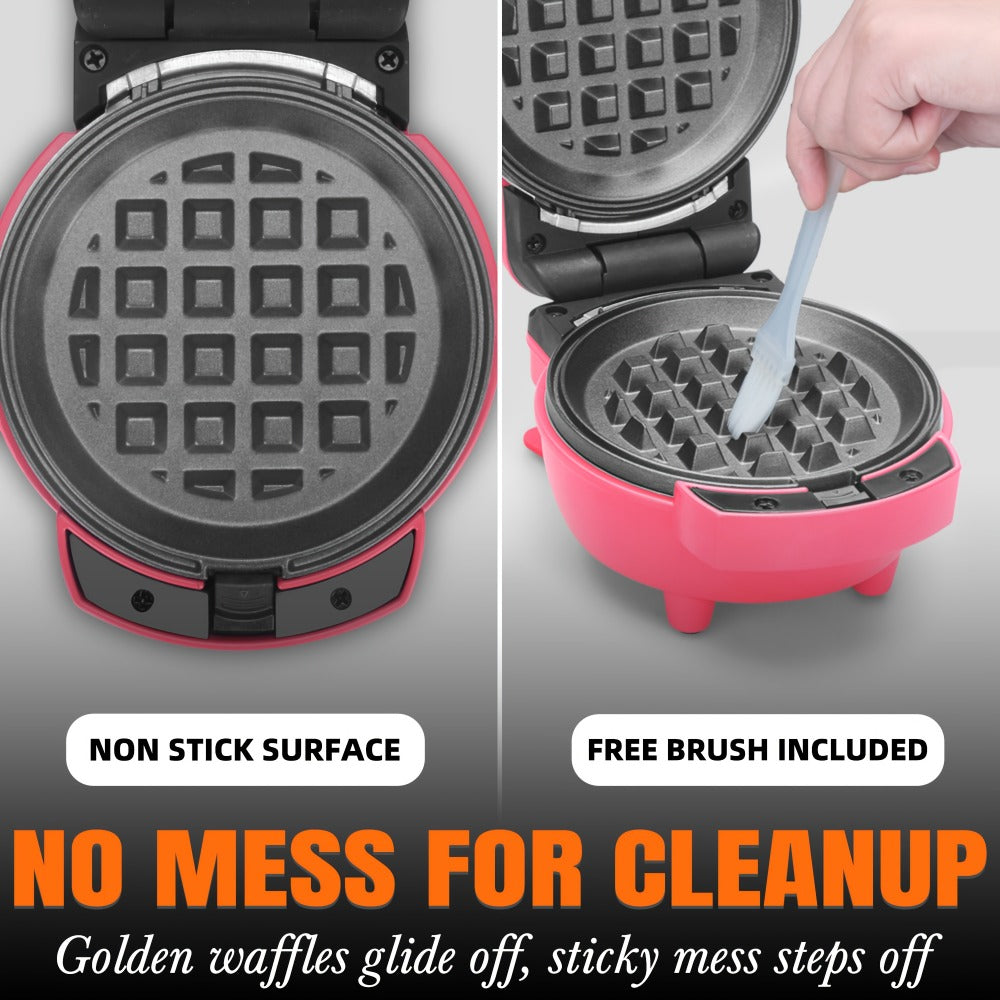 Mini Waffle Maker 4-in-1 with Removable Plates ¨C Waffle, Pancake, Donut & Heart Shape, Non-Stick, Easy Clean, Recipe Included, Compact Breakfast Maker for Home