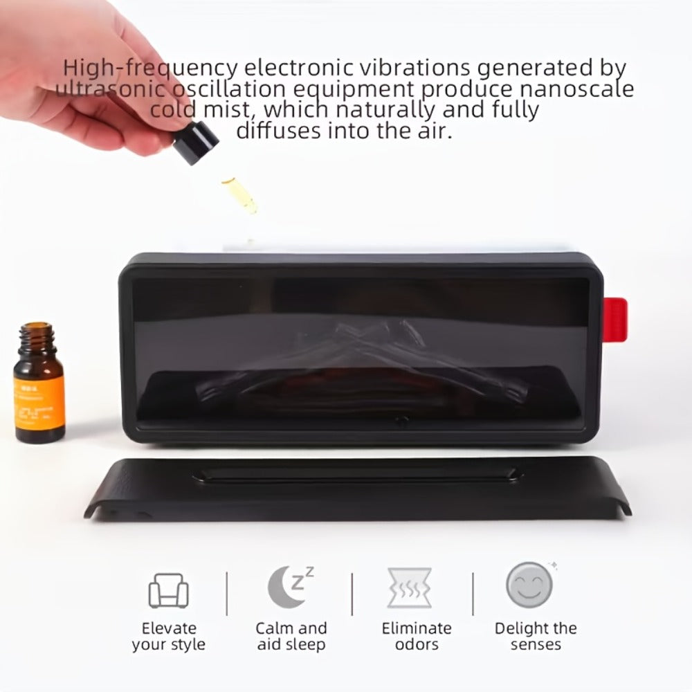 Electric Fireplace Humidifier 3D Flame Effect Aroma Diffuser 2-in-1 Cool Mist Humidifier with Flickering Flame Night Light Silent for Living Room Bedroom Office Christmas Valentine Gift