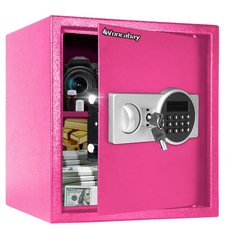 Home Security Safe Box with Sensor Light & Fireproof Bag ¨C Digital Keypad Lock Box with Backup Keys for Cash, Jewelry & Valuables ¨C Wall, Floor & Closet Mountable Safe (Multiple Sizes & Colors)