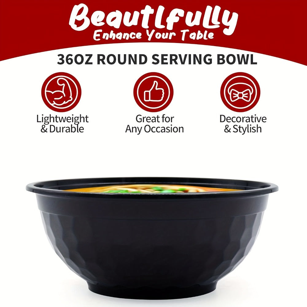Salad Bowls with Lids 36oz Black Diamond Shape Disposable Leak-Proof Food Storage Containers Plastic Lunch Boxes for Restaurant Takeout Meal Prep 20 to 150 Sets