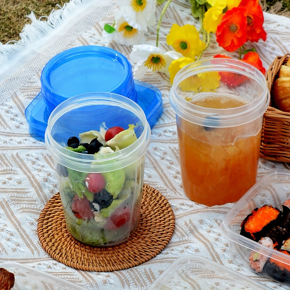 Stackable Food Storage Containers with Clip-on Lid 3pcs/6pcs Airtight Microwave Safe Transparent Canisters for Pantry Kitchen Office Travel