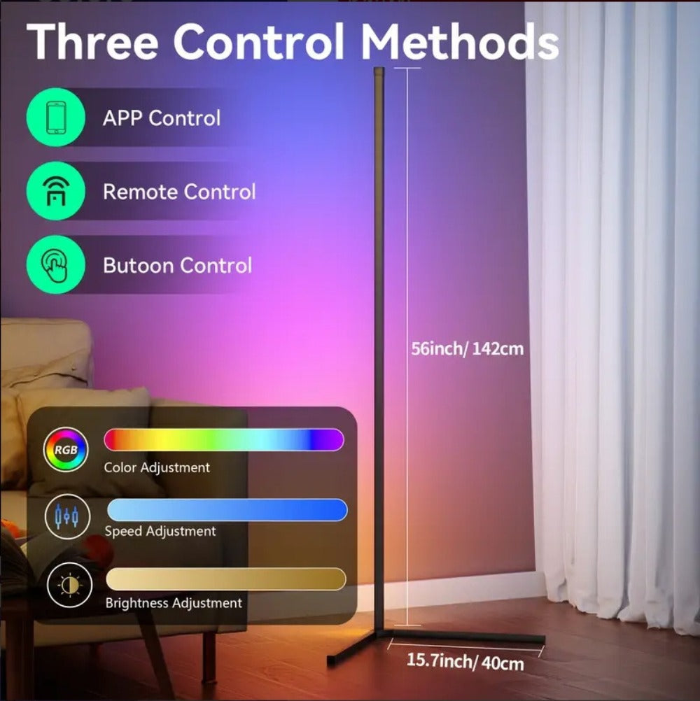 RGB Smart Floor Lamp 56 Inch ¨C 16 Million DIY Color Changing with App & Remote Control, Music Sync, 4 Modes, USB Powered for Game Room, Christmas & Halloween Decor (1, 2 or 4 Pack)