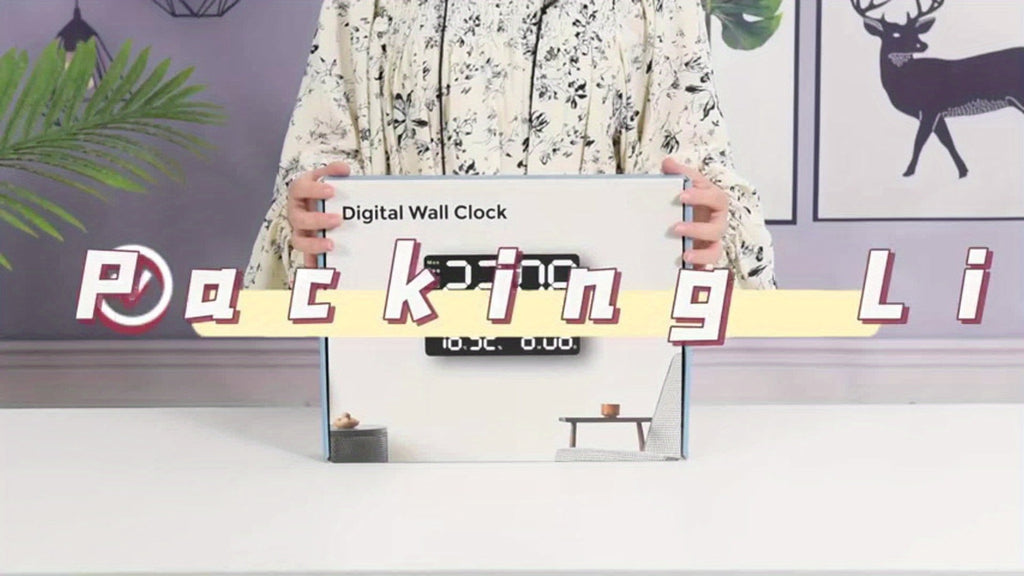 Digital Wall Clock 16 Inch LED with Remote Control ¨C Large Display Shows Time, Date, Day of Week & Indoor Temperature, Modern Decor for Bedroom, Living Room, Office, Gym & Garage (White)