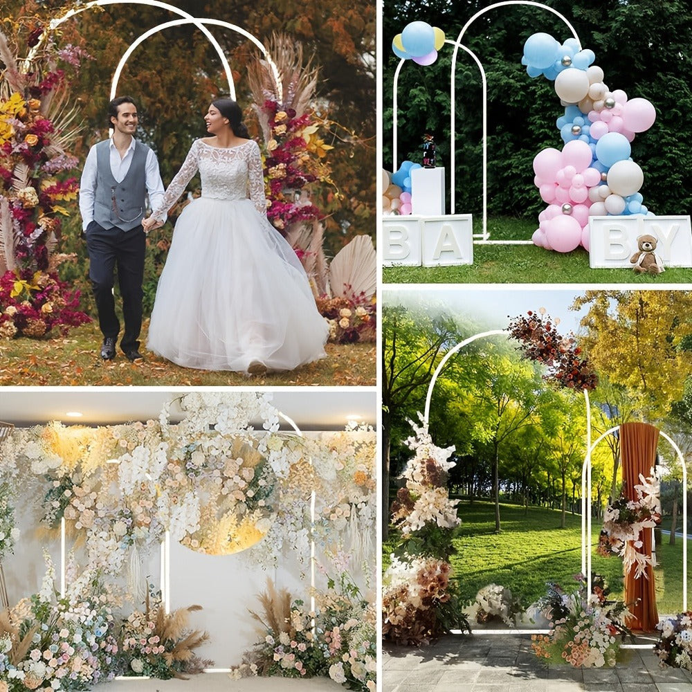 Metal Round Wedding Arch Backdrop Stand - Circular Balloon Arch Kit for Wedding, Birthday Party, Graduation & Ceremony Decoration (1-2 Pcs, No Balloons)