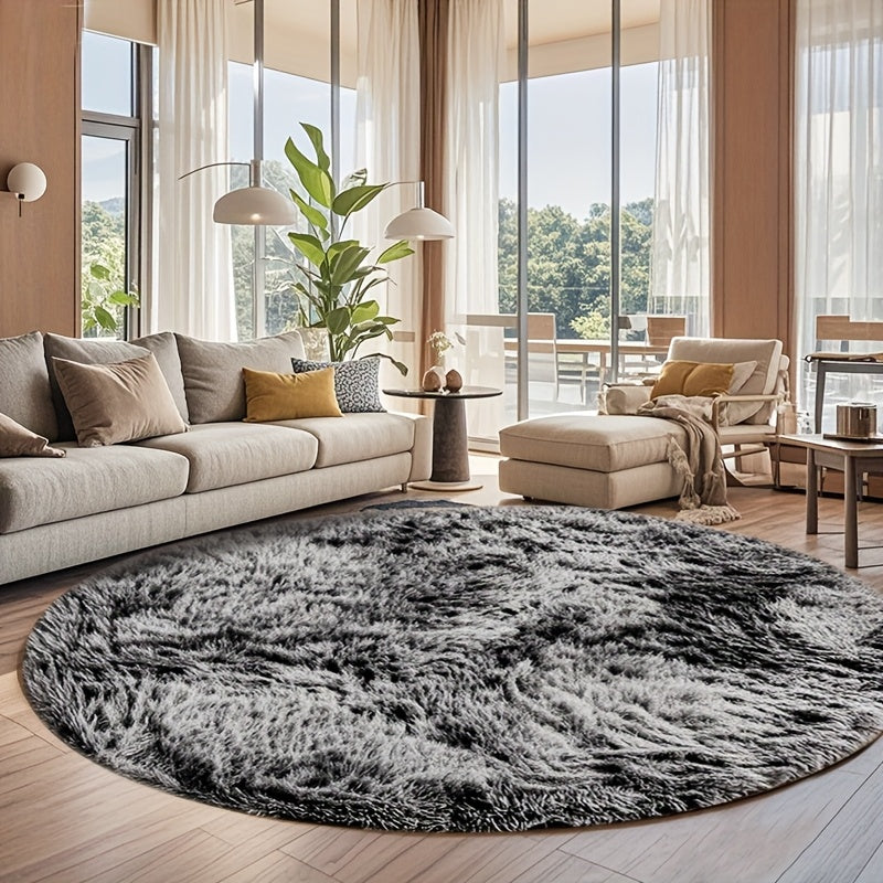 Round Faux Fur Area Rug - Soft Plush Circle Carpet for Living Room Bedroom, Machine Washable, Multiple Colors & Sizes