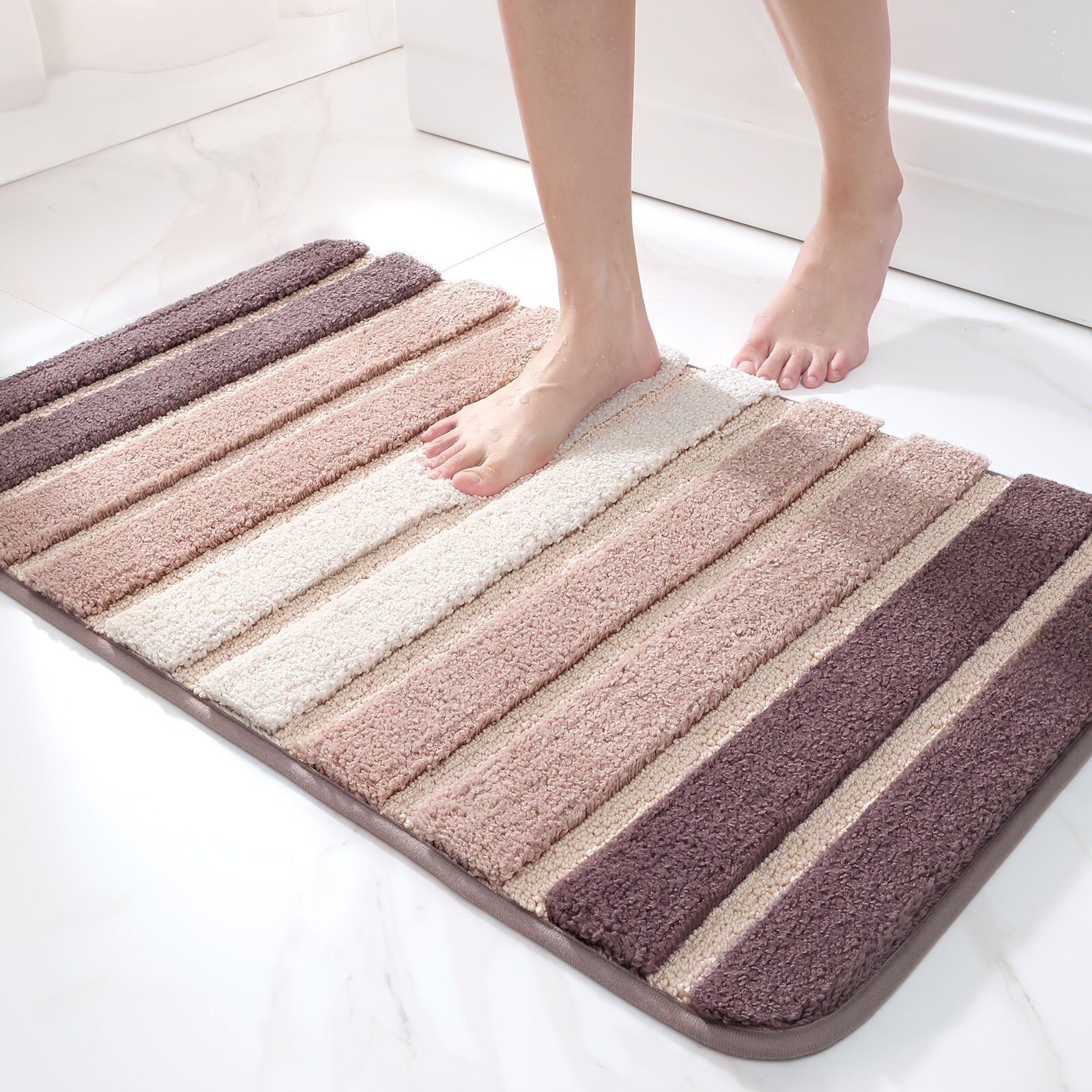 Chenille Bath Rug Non-Slip Absorbent Bathroom Mat ¨C Extra Thick 1850g/©O Plush Washable Floor Mat for Bathroom Shower