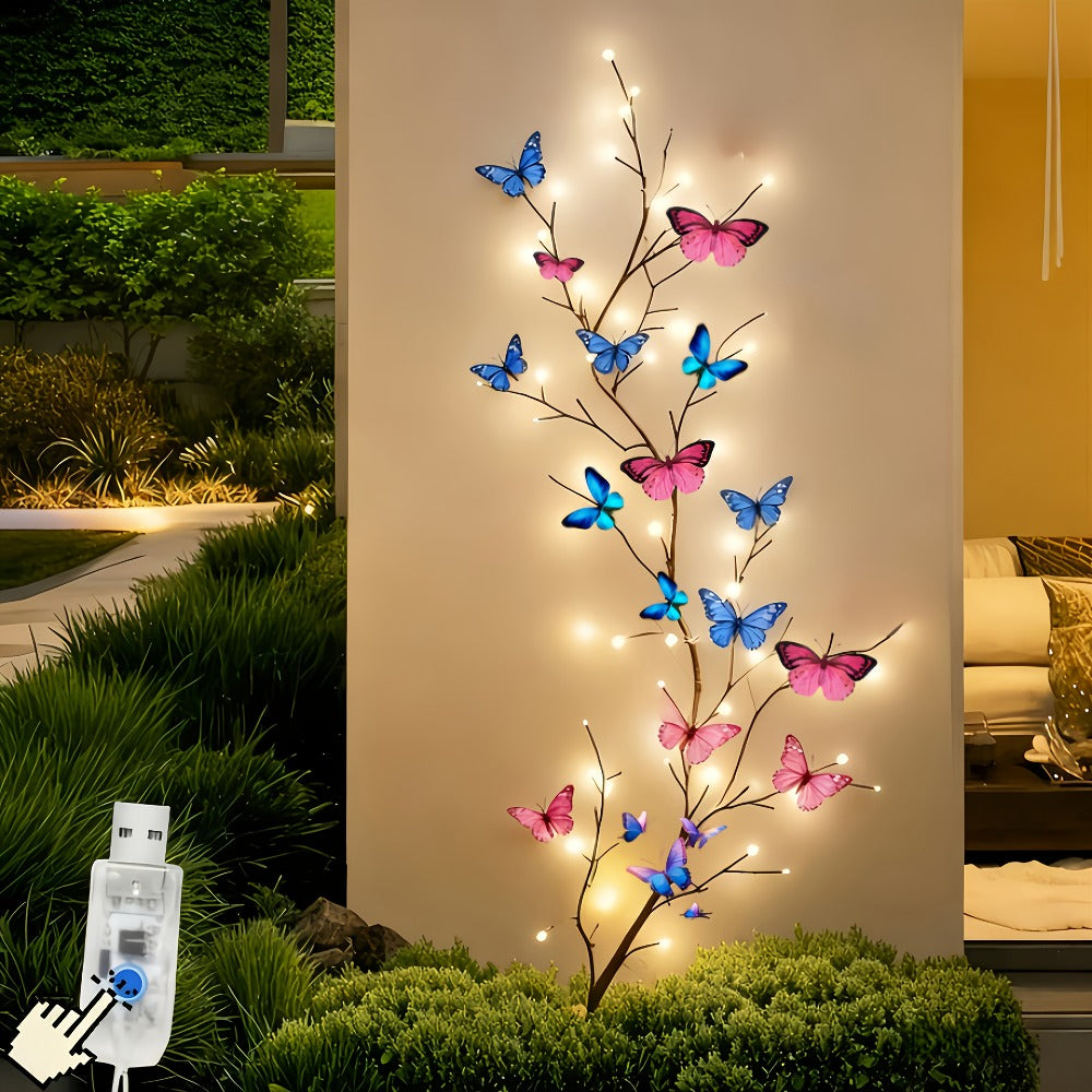 LED Cherry Blossom Chandelier Rattan String Lights USB 8 Modes Indoor Outdoor Holiday Decoration