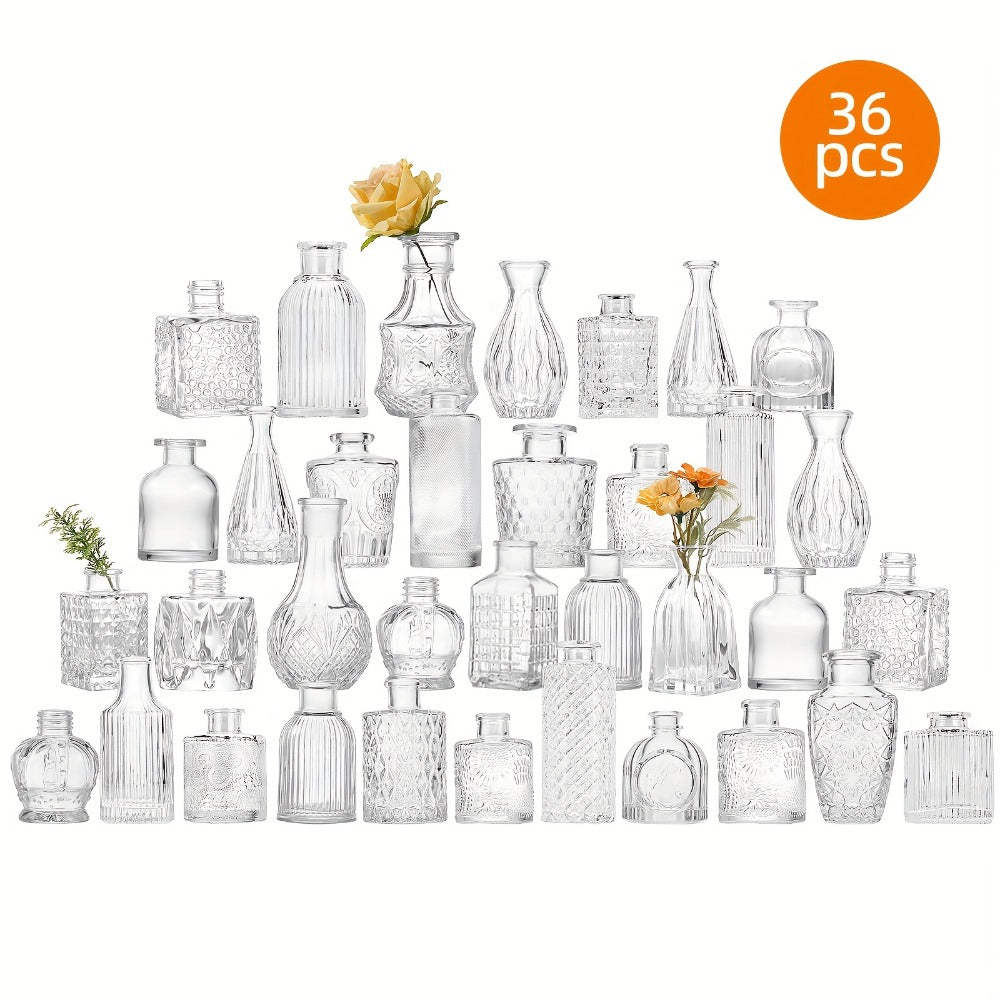 Mini Clear Bud Vases Set Wedding Centerpieces for Tables Small Glass Flower Vases for Birthday Party Anniversary Home Decor Mother's Day Bulk Set 9 12 24 36 54pcs
