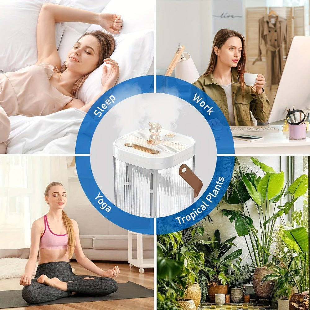 Large Humidifier 2L Smart 2-in-1 with Night Light ¨C Dual Nozzle, 3 Mist Modes, Auto Shut-Off, Dry Burn Protection, Silent Operation, Covers 215 Sq Ft, for Bedroom, Baby Room & Office (Green)
