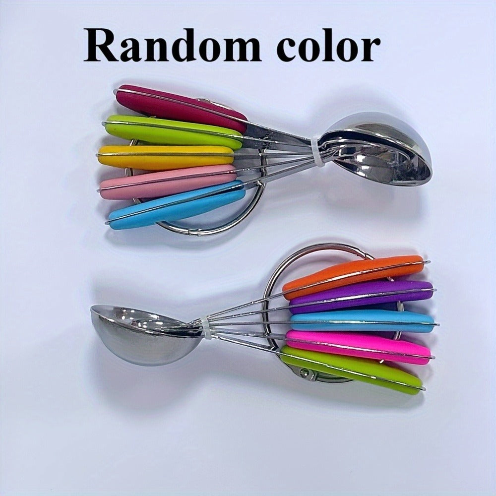 Stainless Steel Measuring Cups and Spoons Set 5pcs with Silicone Handle - Baking & Cooking Kitchen Measurement Tools