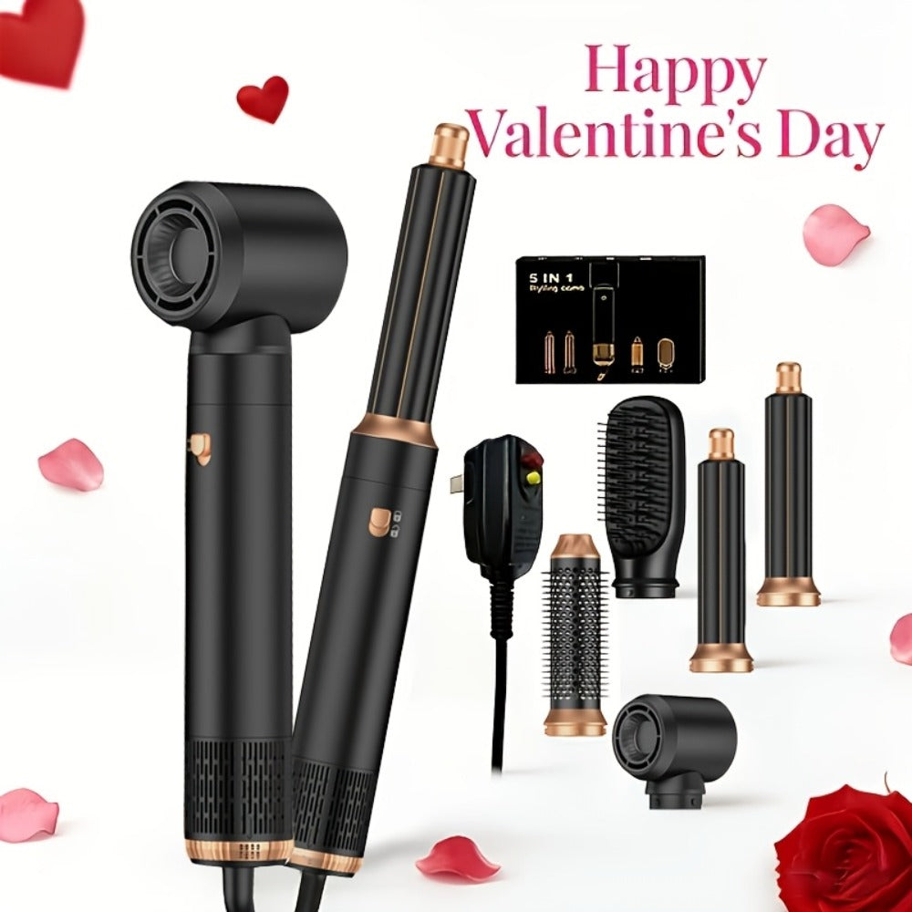 5-in-1 Hair Dryer Brush Set ¨C Blow Dryer Brush with Curl, Straighten, Volumize & Smooth, Hot Air Styler for All Hair Types, Professional Styling Wand