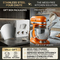 KitchenAid Pouring Chute Stainless Steel Stand Mixer Attachment - Universal Funnel Shield for Tilt-Head & Bowl-Lift 4.5-8 Qt, Anti-Splash Flour Dust Guard, Dishwasher Safe, Gift Box Included