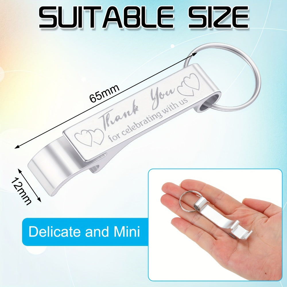 Bottle Opener Keychains Bulk 100 Pack - Aluminum Engraved Keychain Bottle Openers for Wedding Favors, Birthday Party, Graduation Gifts & Event Giveaways - Silver Bulk Party Favors for Guests