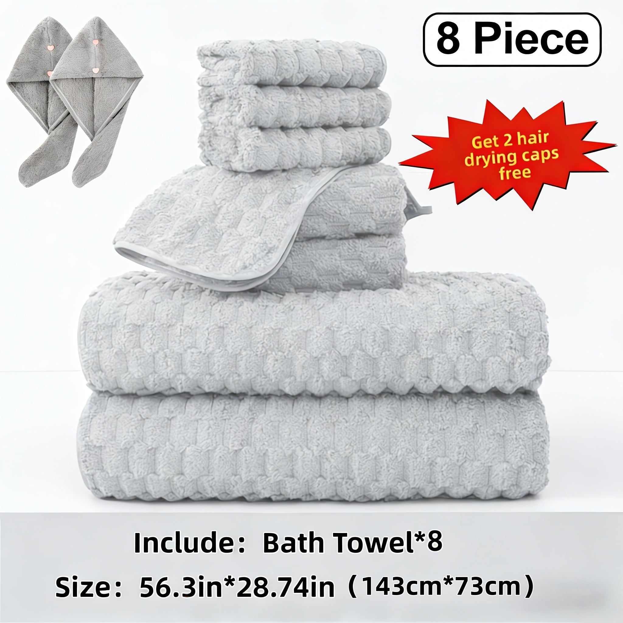 Microfiber Bath Towel Set Ultra-Soft Quick-Dry Skin-Friendly 4-Piece & 8-Piece Sets with Hair Drying Cap Multi-Color Options Luxury Spa Quality for Home Family Gifting