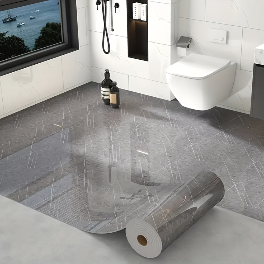 Peel and Stick Floor Tile Sticker 15.7¡±x118¡± Self-Adhesive Marble Pattern Vinyl Roll ¨C 3mm Thick Removable Flooring for Kitchen Backsplash, Bathroom, Shower Room & Home Renovation