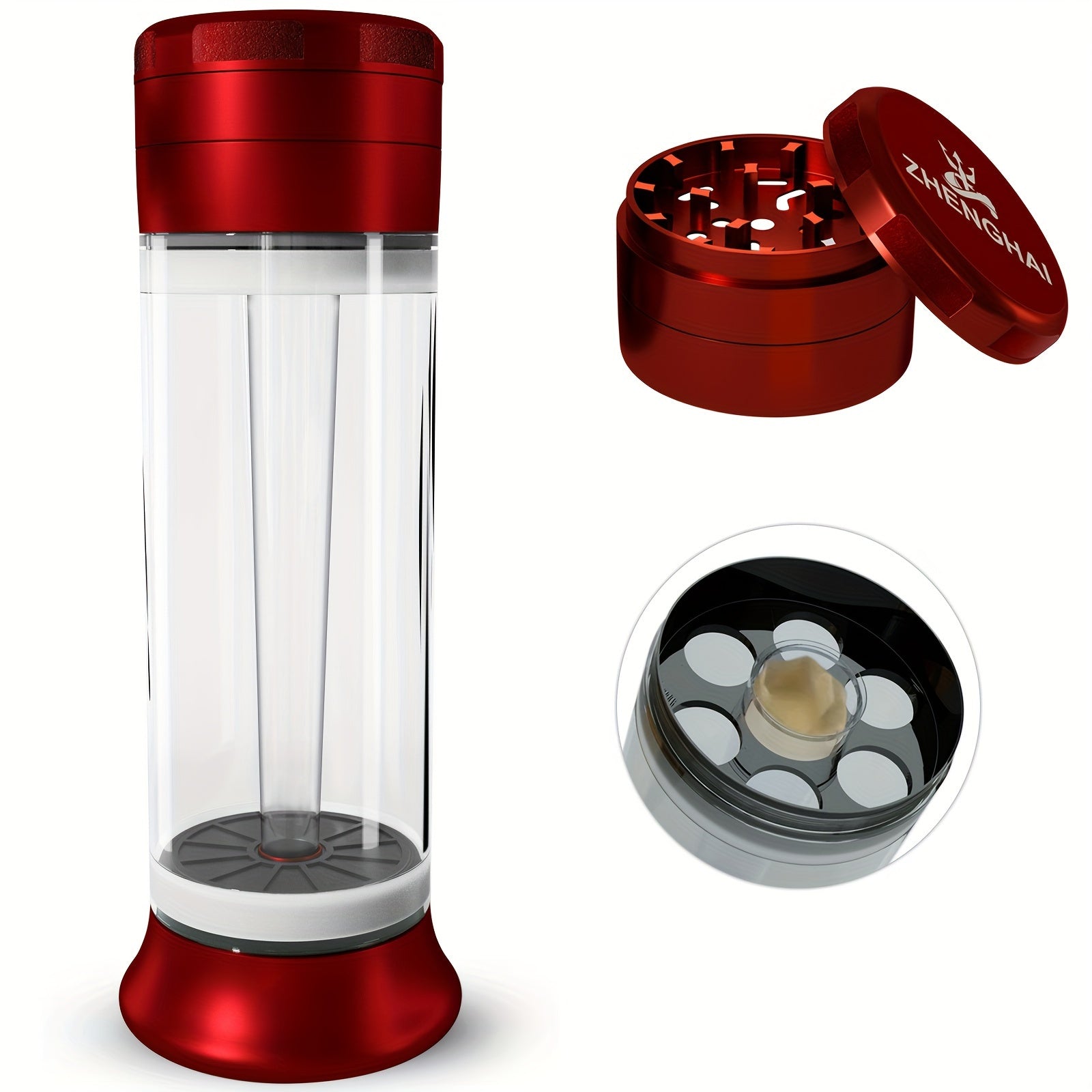 3-in-1 Zinc Alloy Spice Grinder Pre-Rolled Cone Loader 6-Hole Storage Rolling Machine Grinding Filling Storage All-in-One with Cleaning Brush Black Red Blue