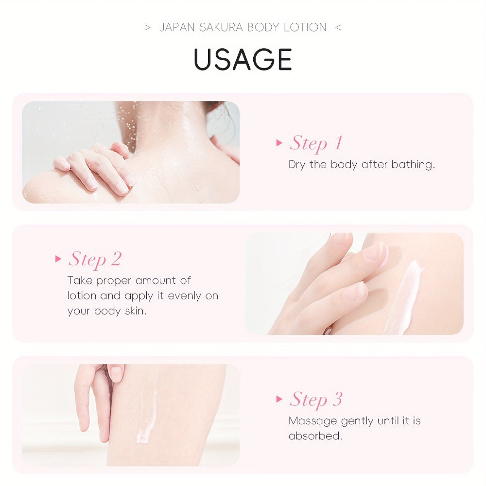 Sakura Body Lotion Hydrating Moisturizer 200g | LAIKOU Radiant Skin Cream with Vitamin C & Shea Butter | Dry Cracked Skin Repair | Brightening Nourishing Body Cream for Silky Smooth Skin