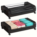 Under Bed Storage Organizer with Wheels & Lid - Metal Rolling Bins for Clothes Bedding Shoes Blankets Books (2pcs)