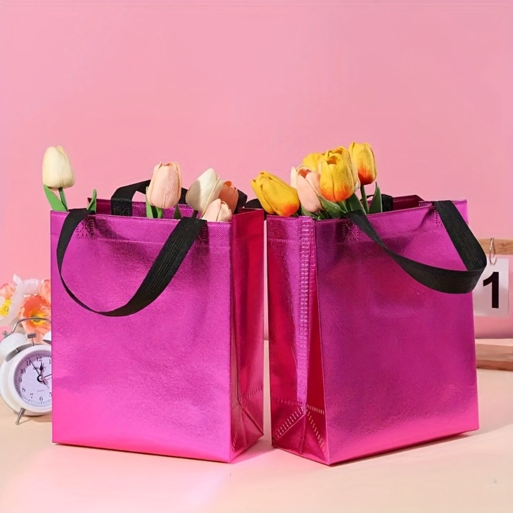 Gift Bags Bulk 24pcs Mixed Colors Glossy Finish | Reusable Shiny Party Favor Bags 8x10x4 in Pink Red Purple Blue Green ¨C Birthday Goodie Bags Christmas Holiday Wedding Baby Shower