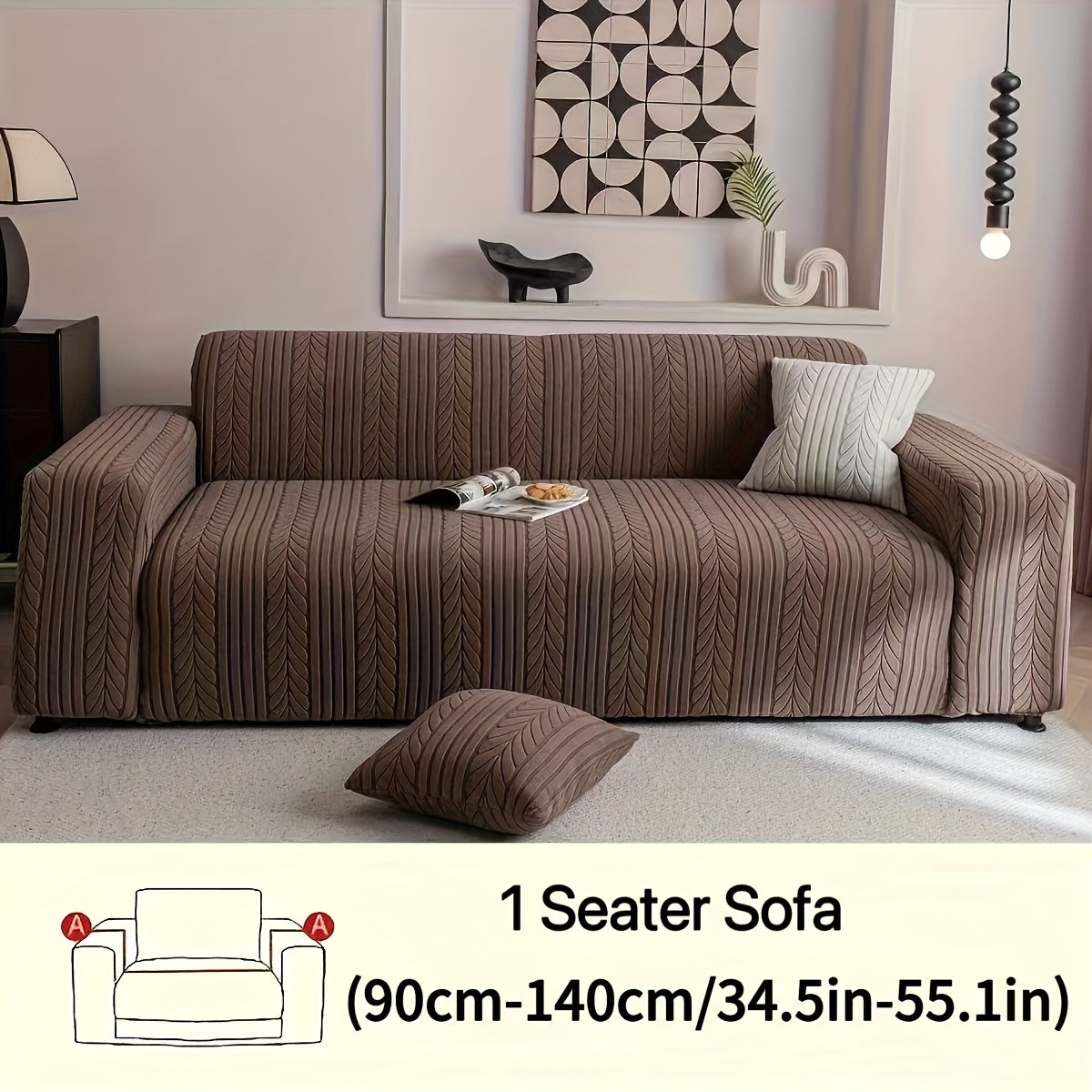 Sofa Cover Stretchy Washable Slipcover for 1 2 3 4 Seater Couch, Zigzag Textured Fabric, Scratch Slip Resistant Furniture Protector, Cream White Light Grey Dark Gray Coffee Brown