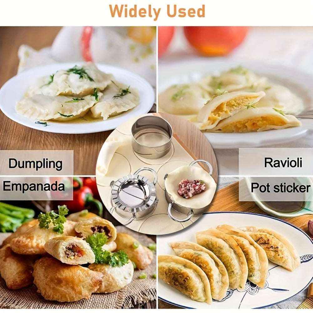 13PCS Dumpling Maker Set - Stainless Steel Ravioli Pierogi Cutter Tools with Wooden Handles