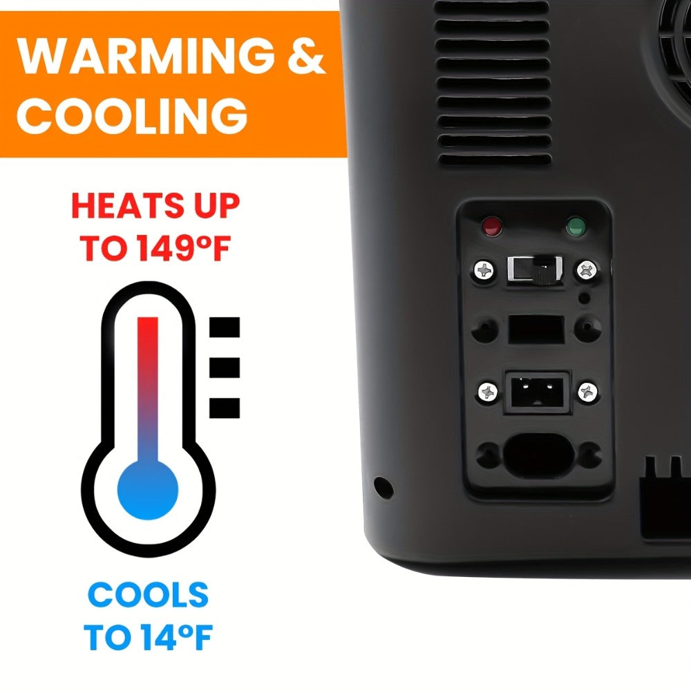 Car Mini Fridge, 3 Gallon 12V/24V DC Portable Car Refrigerator Cooler ¨C Cools to -7¡ãC, Fits 12x330ml Cans, Low Noise & Shockproof Design for Road Trip, RV, Camping and Outdoor Adventures