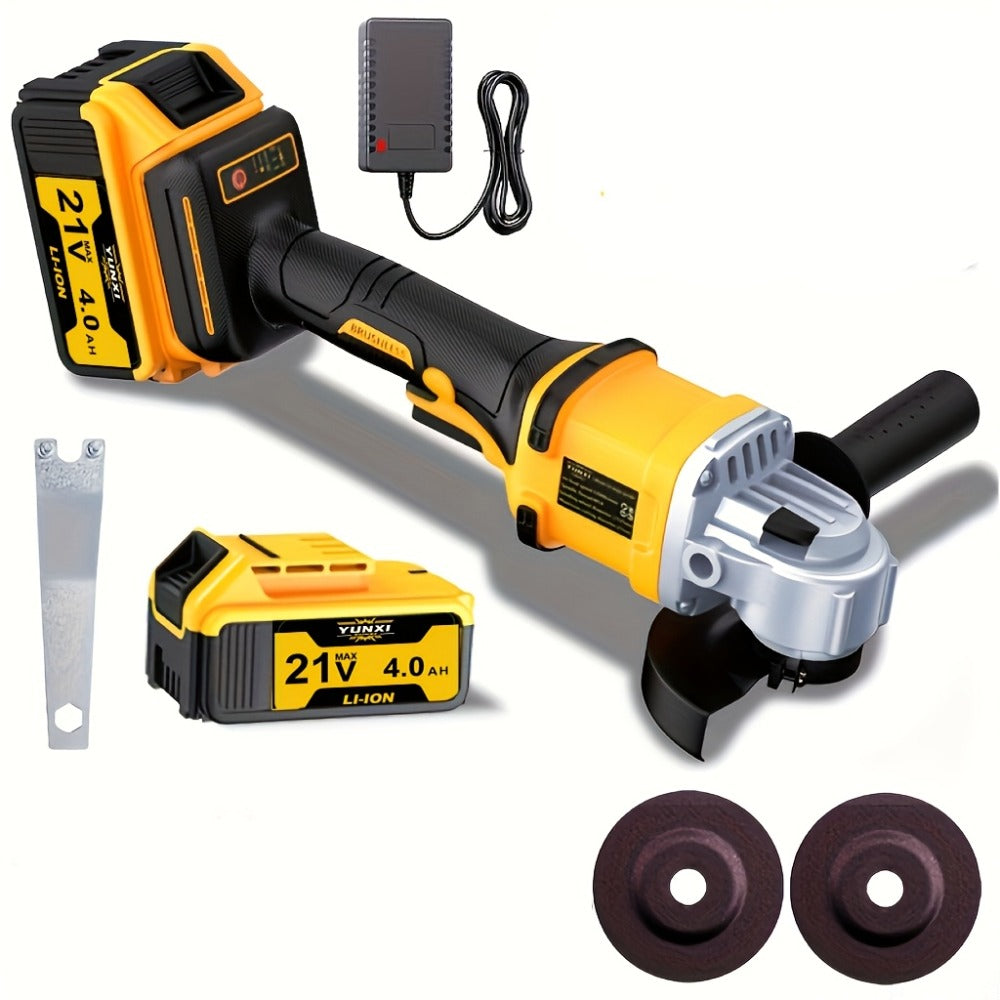 Cordless Angle Grinder - Rechargeable Polishing Machine with Lithium-Ion Battery, Fast Charger & Complete Accessories Kit, Variable Speed for Cutting, Grinding, Polishing & Sanding, Multi-Use Power Tool