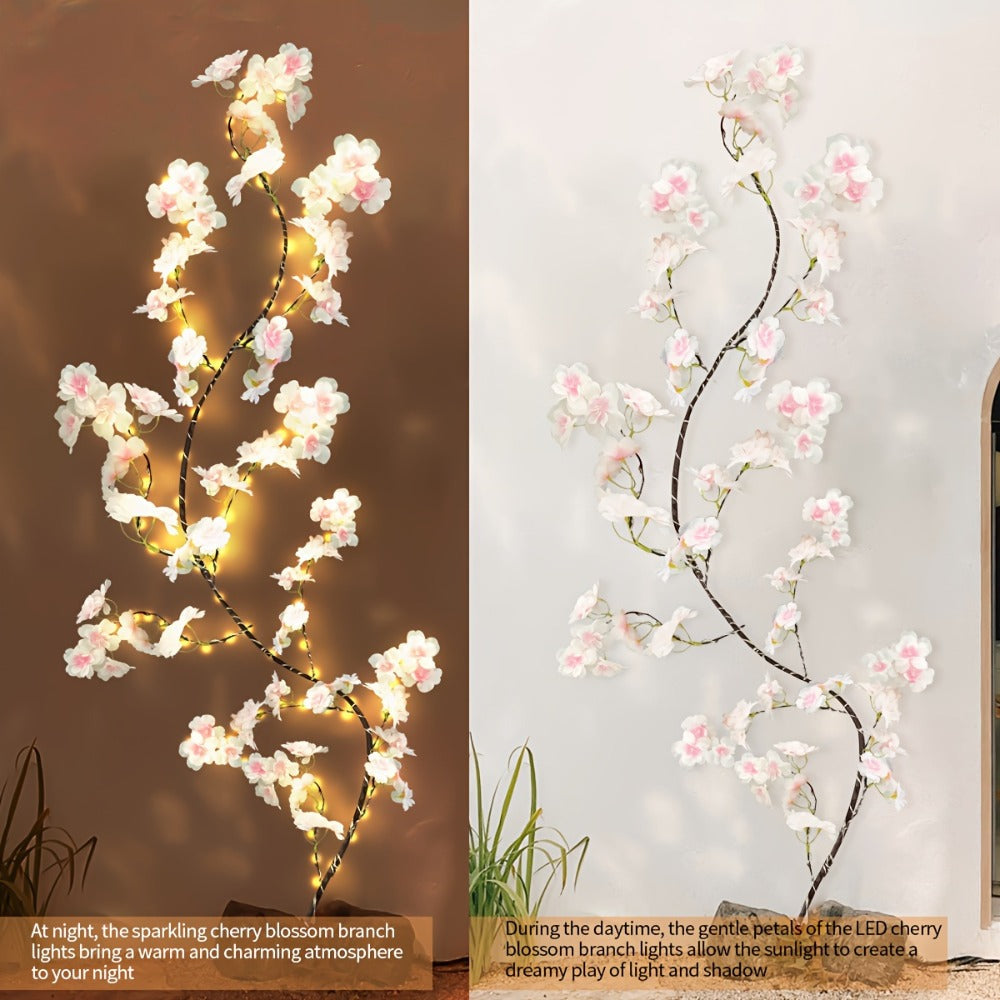 Cherry Blossom Fairy Light Garland 100 LED USB Powered ¨C 180cm Artificial Flower String Lights for Wedding, Christmas, New Year, Spring & Home Wall Decor, Warm White IP45