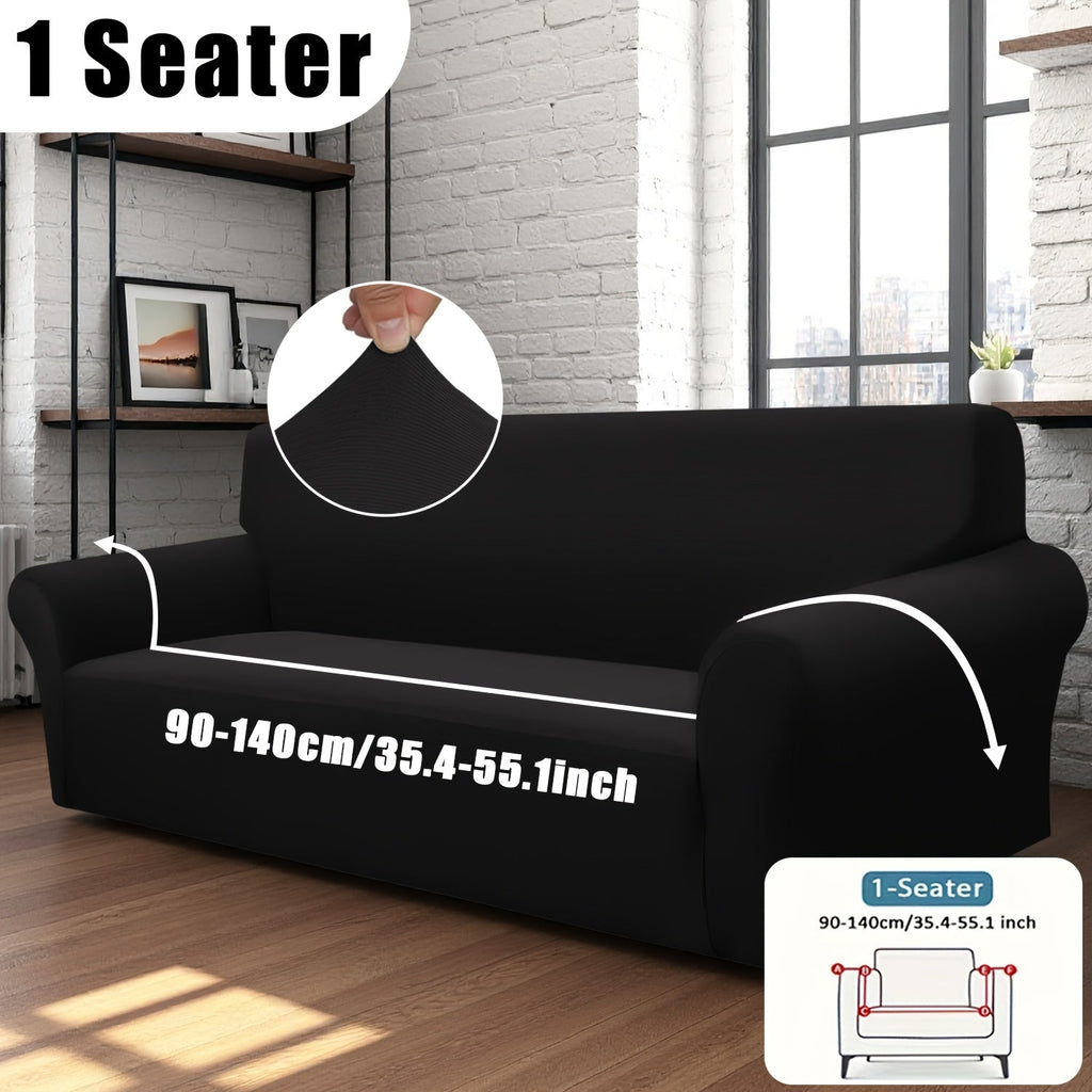 Stretch Sofa Cover Elastic Band | Milk Fiber Fabric Slipcover, Machine Washable Polyester Spandex, 1 to 4 Seater Armchair Couch Cover, Red Gray Blue Black Coffee, Home Decor