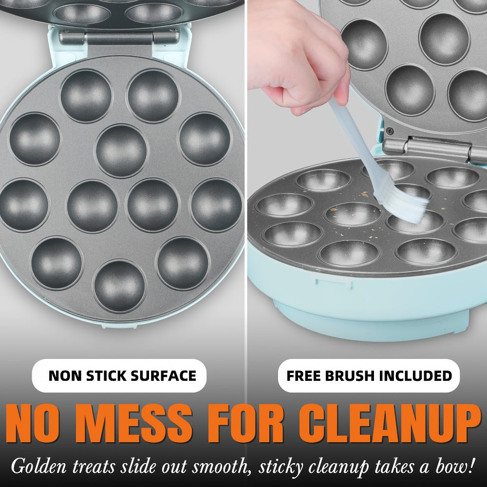 Cake Pop Maker Machine 12-Cavity 1.6 Inch ¨C Electric Cake Pop Set with Flip-Over Even Heating Design, Cake Pop Stand, Sticks & Fork Tool Included, Red & Aqua