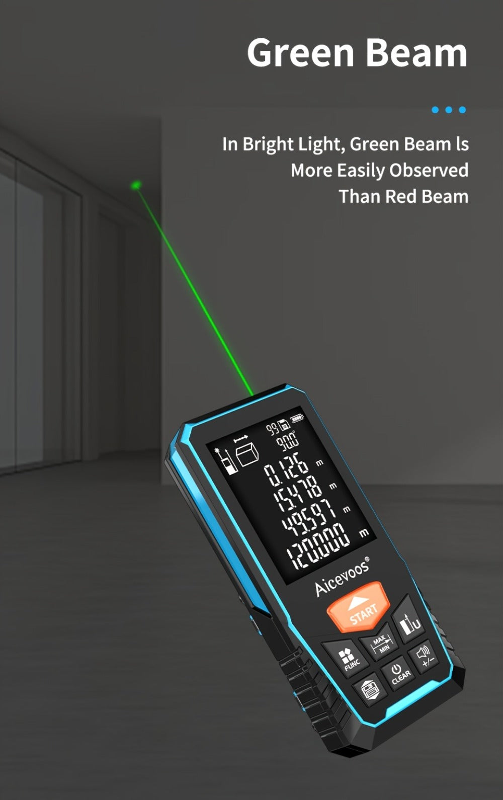 Laser Distance Meter Green Beam Digital Rangefinder 50M 70M 100M 120M Laser Tape Measure with LCD Display for Construction Surveying Indoor Outdoor Measuring