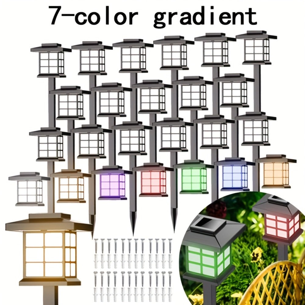 Solar Garden Lights Outdoor Waterproof Landscape Pathway Lights Solar Powered LED Stake Lights for Yard Patio Walkway Holiday Decor Warm White Colorful