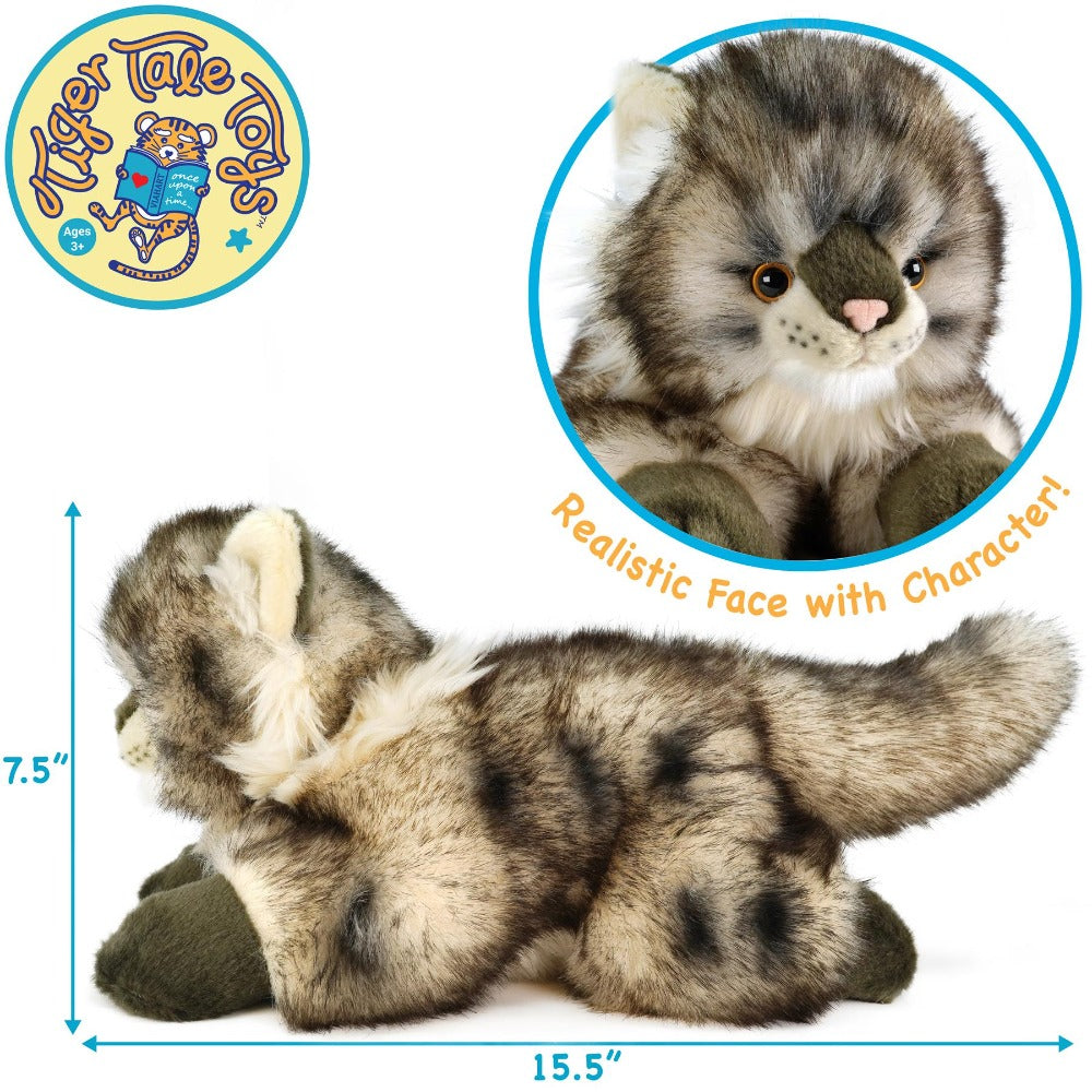 Maine Coon Cat Stuffed Animal Plush 16 Inch Super Soft Realistic Cat Plush Toy High Quality Acrylic Fabric Safety Tested Kids Gift Birthday Christmas