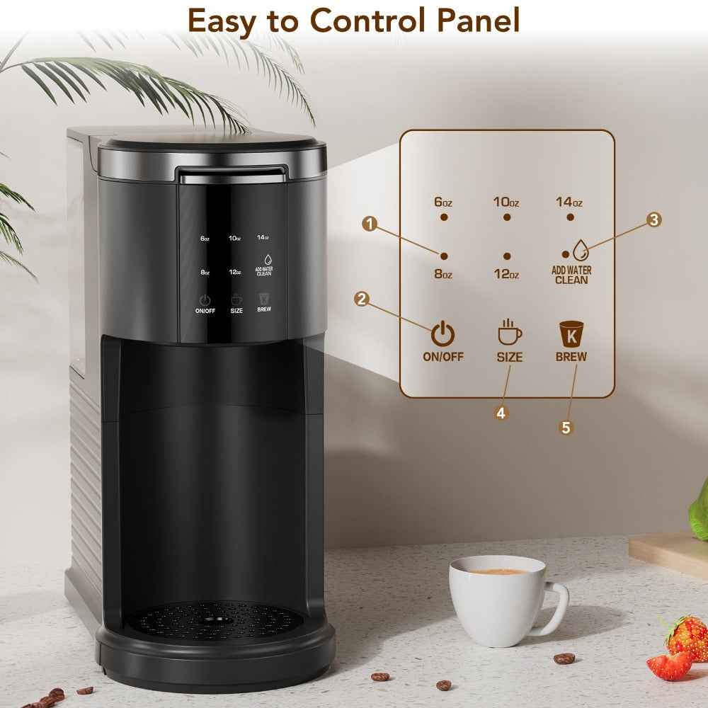 Single Serve Coffee Maker K-Cup Pod & Ground Coffee Compatible 1200W Coffee Machine 40Oz Water Tank Self-Clean Quick Heating for Home Office Kitchen