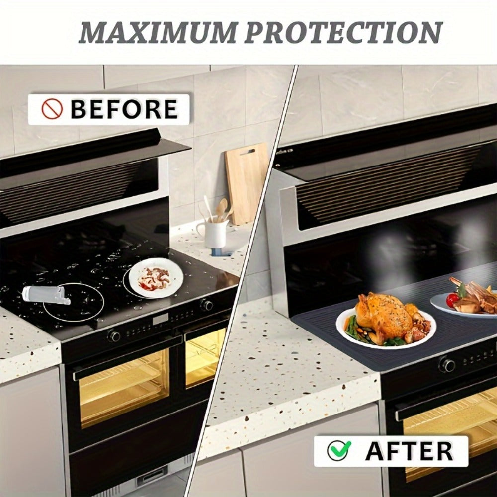 Silicone Stove Top Cover Protector 28x20 Inch ¨C Heat-Resistant Glass Cooktop Cover for Electric & Ceramic Stoves, Scratch-Proof Surface Mat & Kitchen Dish Drying Pad