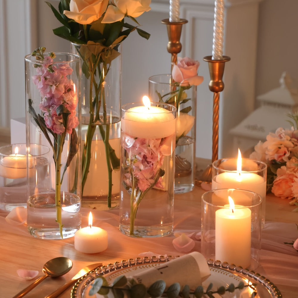 Clear Cylinder Glass Vases Set Wedding Centerpieces Home Decor