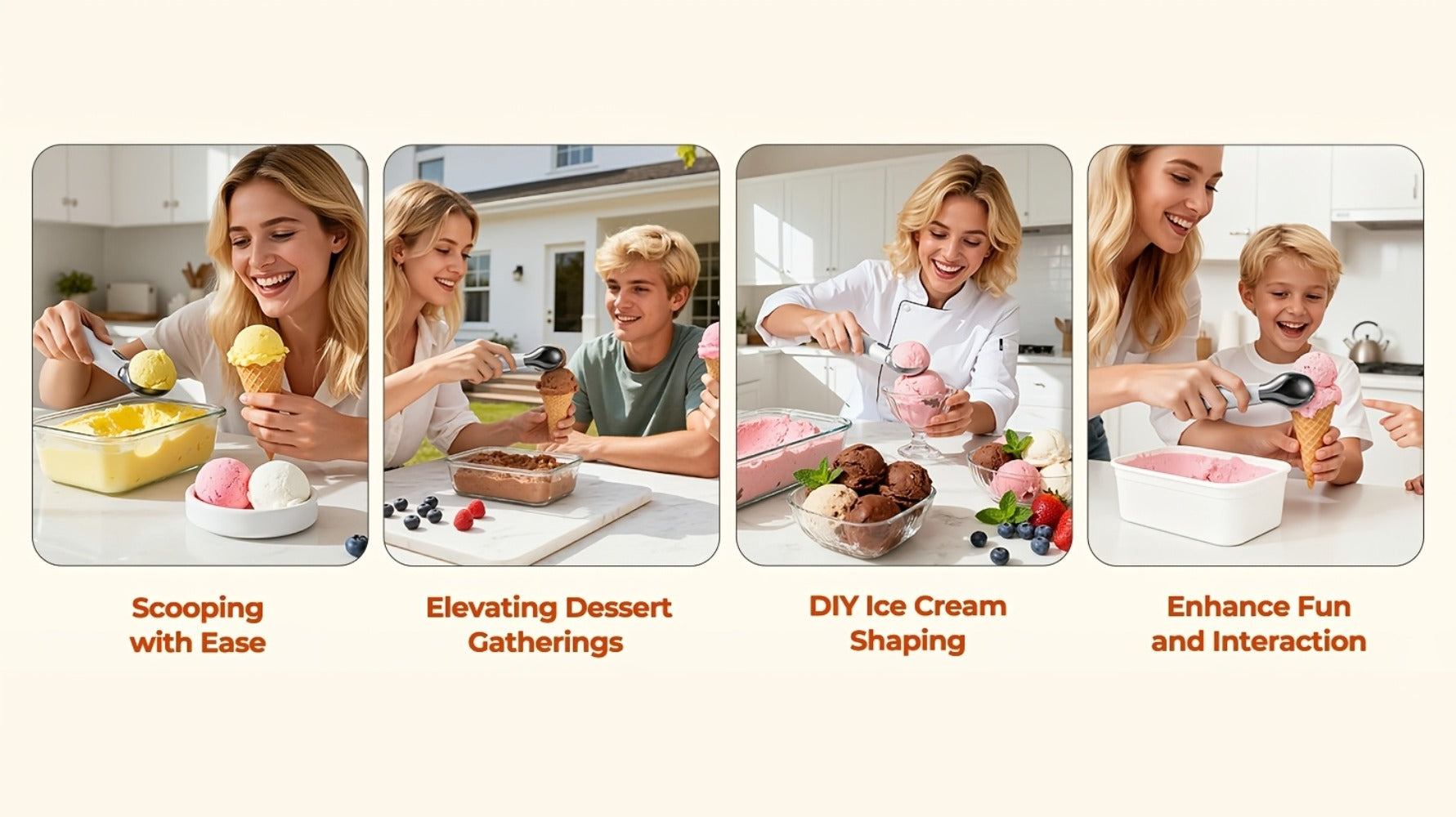 Electric Heated Ice Cream Scoop USB-C Rechargeable with 3 Temperature Settings 120¡ãF 140¡ãF 160¡ãF IPX7 Waterproof Ergonomic Handle Gift for Ice Cream Lovers