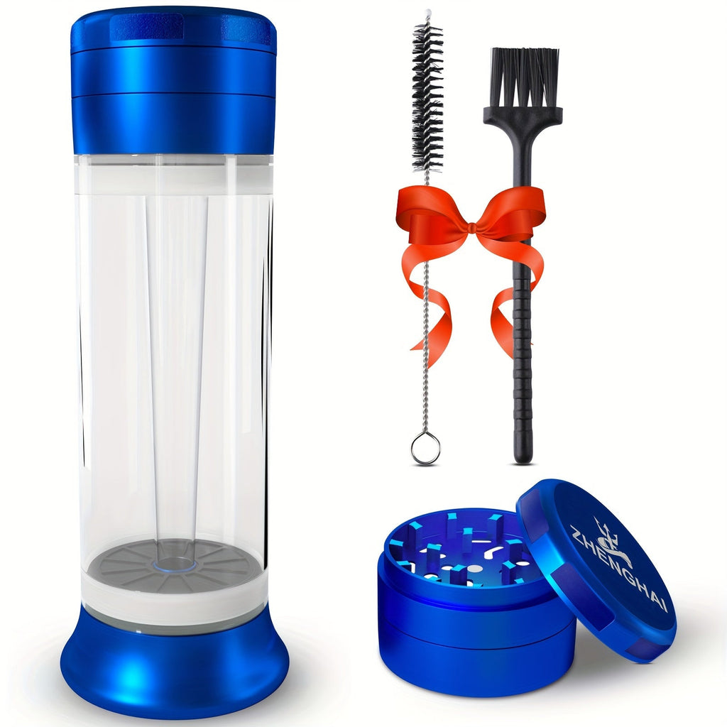 3-in-1 Herb Grinder with Cone Loader & Rolling Machine, Multifunctional Tobacco Grinder Blunt Joint Roller Filling Storage All-in-One with Cleaning Brush, Spice Grinder for Home Use, Black Red Blue