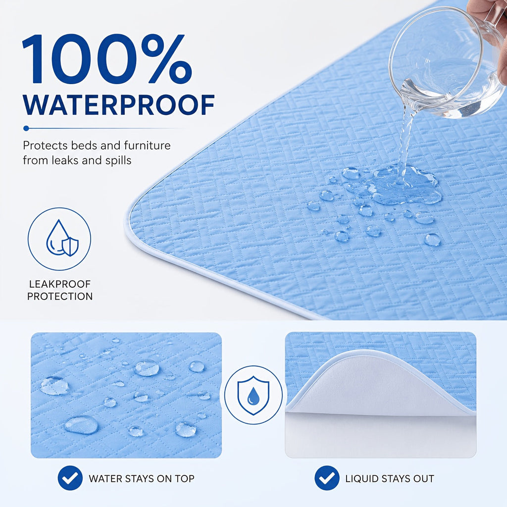 Washable Incontinence Pad Leak Proof Mattress Protector Reusable Cotton Bed Pad for Seniors Elderly Teens Menstruation Quilted Underpad Multiple Sizes