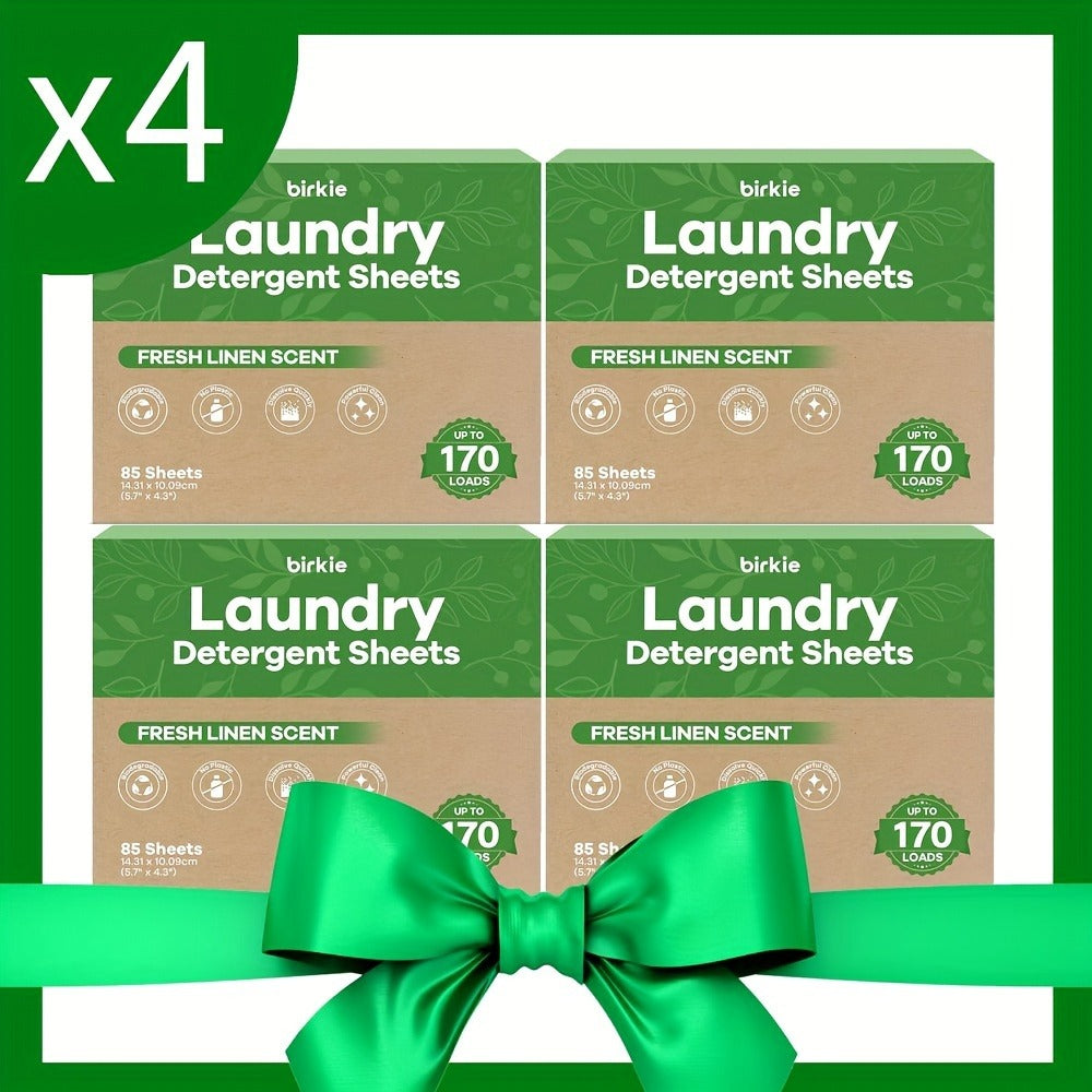 Laundry Detergent Sheets 85 Sheets 170 Loads ¨C Liquid-Free Eco Laundry Strips, No Plastic Jug, Fresh Linen Scent, HE & Standard Washer Compatible