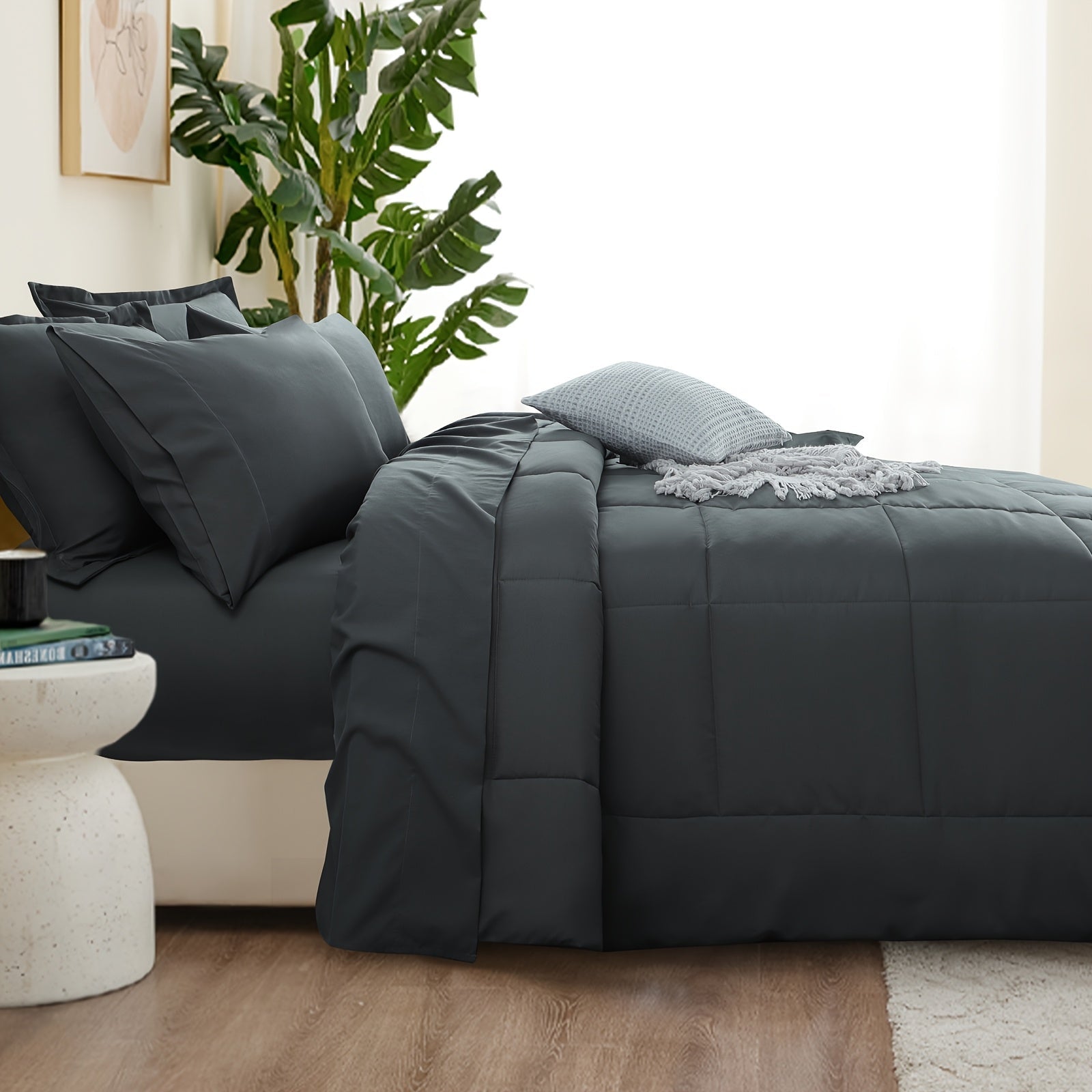 7 Piece Comforter Set Luxury Soft Fluffy Bedding All Season Bed in a Bag with Comforter Fitted Sheet Flat Sheet Pillowcases Hypoallergenic Breathable Easy Care Queen King Twin XL Full