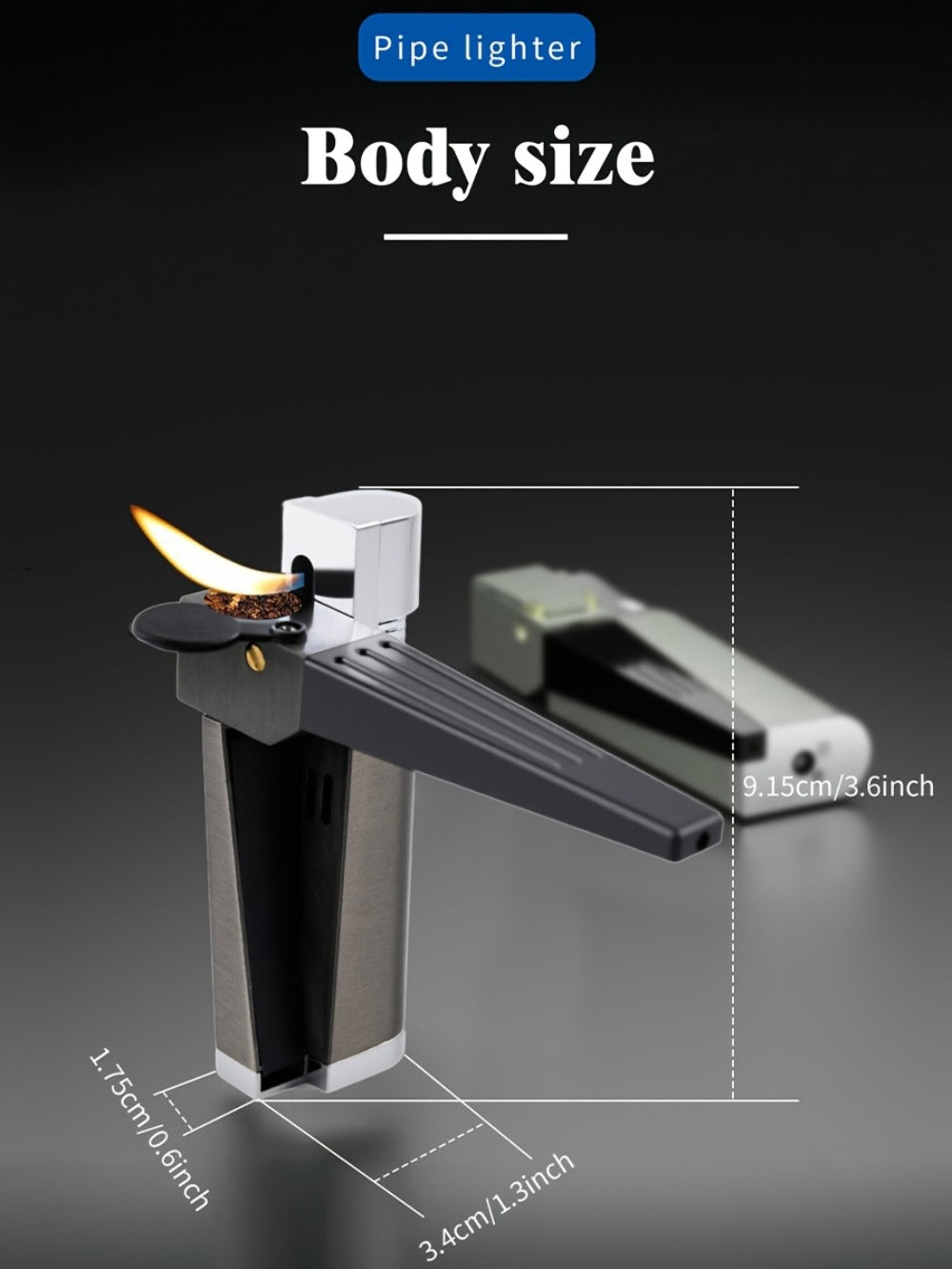 Folding Pipe Lighter Refillable 2-in-1 with Adjustable Flame, Metal-Crafted Durable Design, Gift Box Included ¨C Windproof Butane Lighter for Men, Outdoor, Christmas & Valentine¡¯s Day Gift
