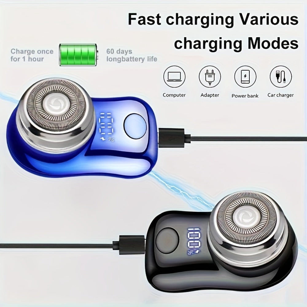 Portable Electric Razor for Men - Mini USB Rechargeable Electric Shaver, Fast Charging Cordless Beard Trimmer, Wet Dry Use, Travel & Home Office Business Gift for Men All Skin Types