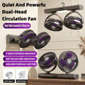 Double Head Air Circulation Fan USB Rechargeable | Desktop & Wall-Mounted 3-Speed Dual-Head Fan with Atmosphere Night Light, Multi-Angle Airflow for Camping, Home & Office ¨C Grey & White