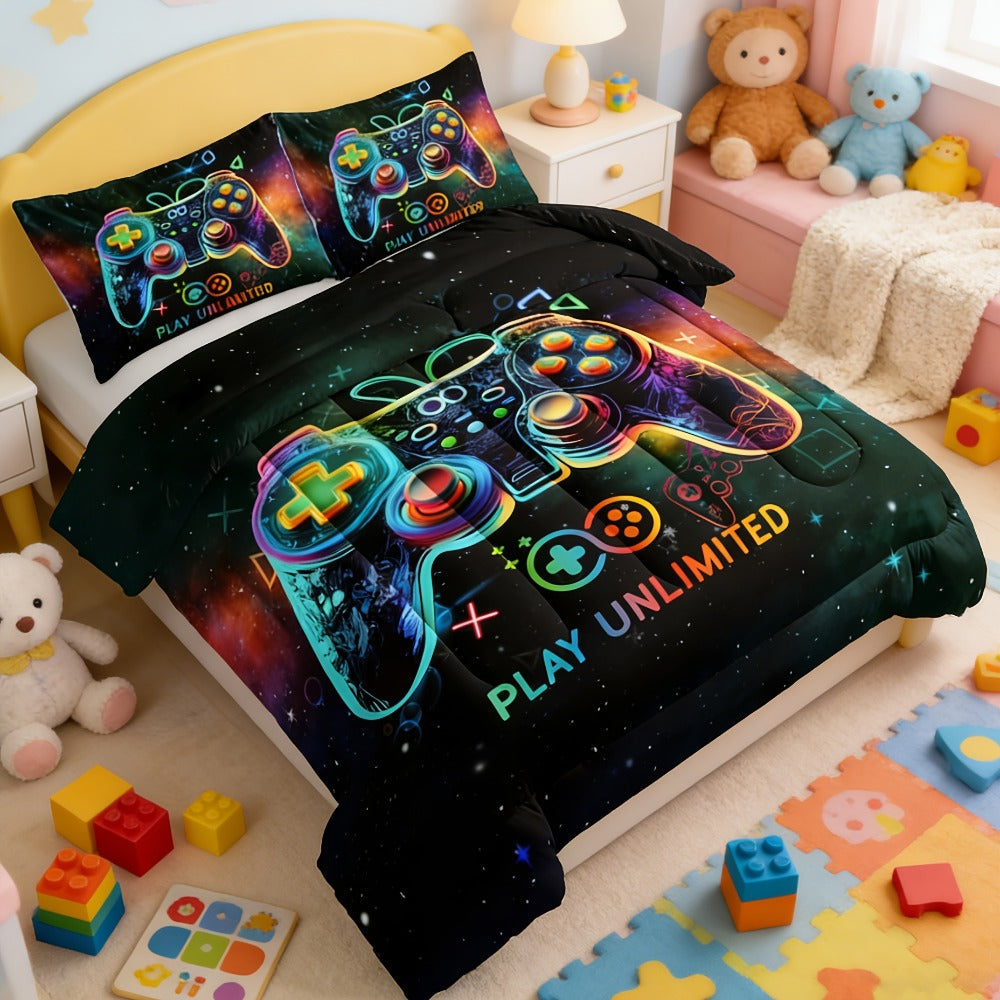 Kids Comforter Set 3 Piece Soft Breathable Quilt with 2 Pillowcases - Digital Print Bedding Set for Bedroom Dorm, Twin Full Queen King, Boys Girls Bed Set