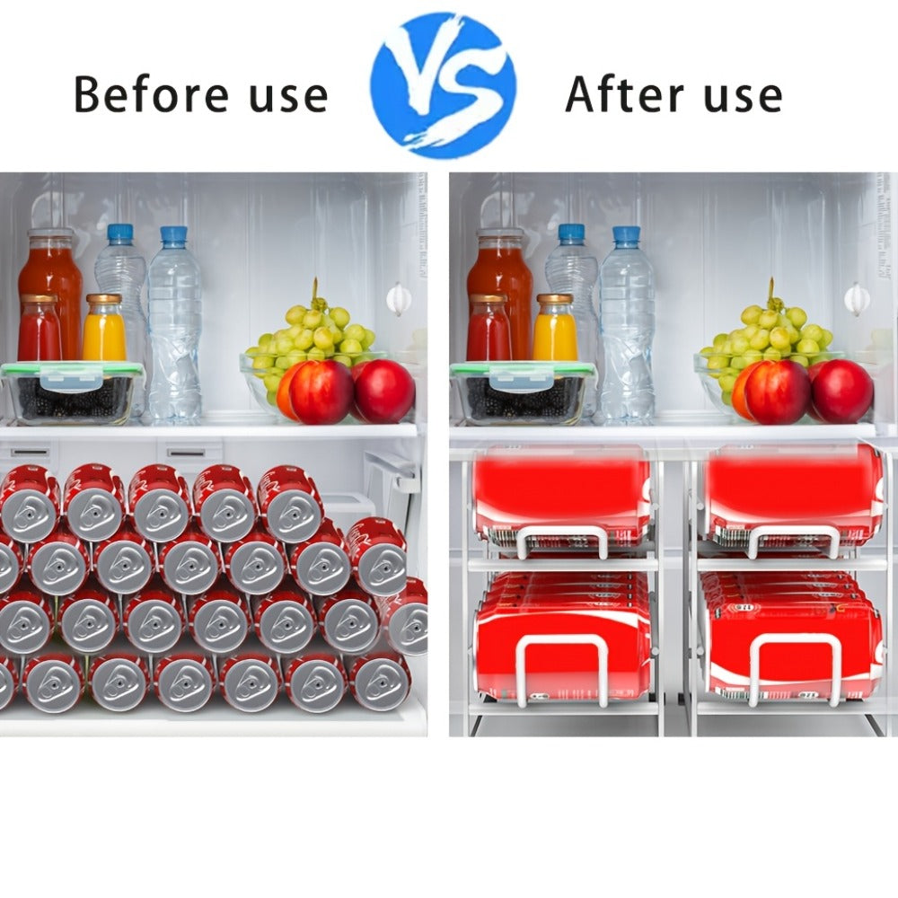 Can Dispenser Rack 2 Pack Stackable Sliding Metal Can Organizer for Kitchen Pantry Cabinet Countertop Canned Food Storage