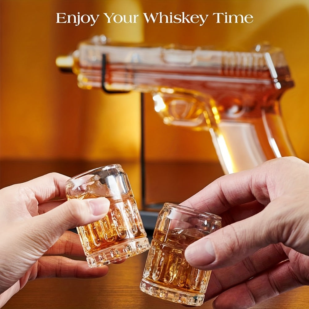 Pistol Whiskey Decanter Set with 2 Shot Glasses ¨C Cool Liquor Dispenser Gift for Him, Husband, Dad | Unique Birthday & Anniversary Bar Gift