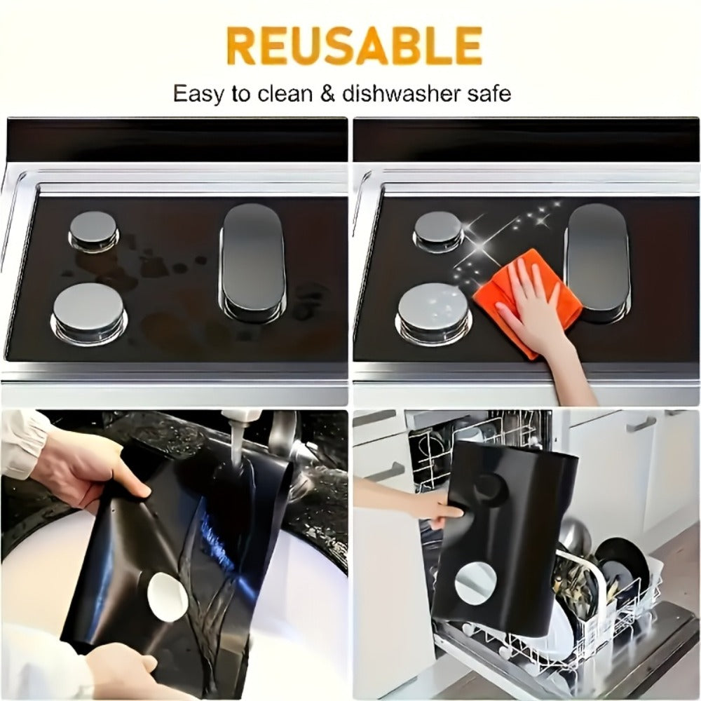 Gas Stove Burner Cover Mat Non-Stick Reusable Washable Stove Top Protector for LG 30-Inch Gas Stove ¨C Oil-Resistant High-Temp Safe, Trimmable 5-Hole Design, Keeps Stove Clean & Scratch-Free